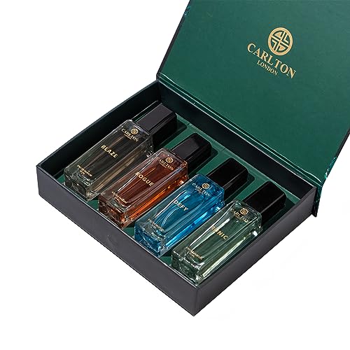 Carlton London Iconic Men Perfume Gift Set | Long-Lasting Woody & Citrusy Fragrances | thoughtful gifts for men | Defy, Rogue, Blaze & Runic EDP (4x20ml) | perfume for men.