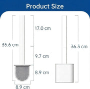 McMola Silicone Toilet Brush and Holder Set - No-Drill Wall Mounted or Freestanding Bathroom Scrubber, 360 Flexible TPR Bristles for Deep Under-Rim Cleaning, Quick-Drying & Anti-Drip (White)
