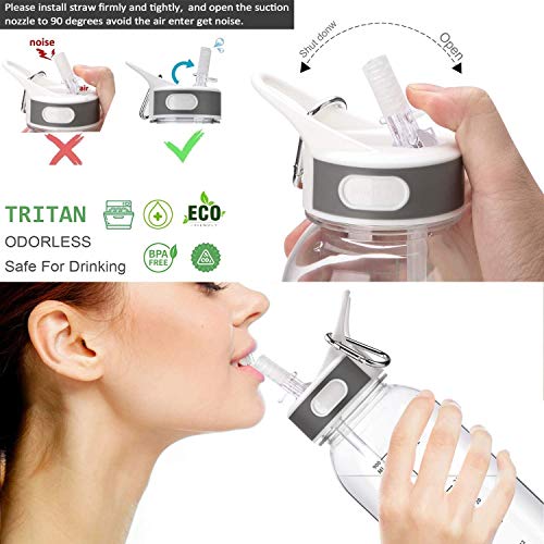 VENNERLI Reusable Straw Water Bottle, 32oz BPA-Free Tritan, Leakproof, Dishwasher Safe, Perfect for Hiking, Sports, Travel, Outdoor Activities
