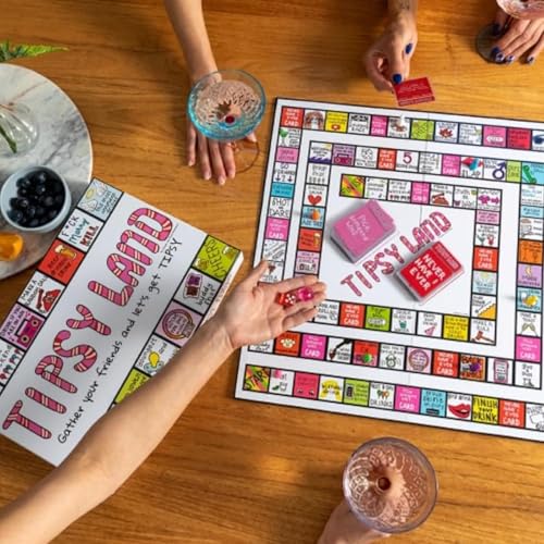 LUYAO 2024 Tipsyland Drinking Board Game for Adults, Interactive Girls Night Drinking Games, Funny Bachelorette Party Games, 2-8 Players