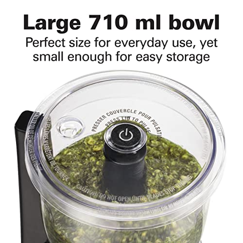 Hamilton Beach Stack and Press™ Food Chopper, 710 ml / 3 cup capacity, 350W, chop, puree, emulsify, easy cleaning with removable bowl and blade, cord wrap for easy storage, 72850-ME