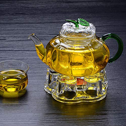 Liang baobao Teapot Warmer Crystal Glass Heart Shape Heating Base Tea Set Accessories