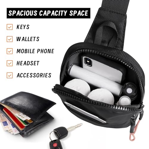 FENGSINET Chest Mini Sling Bag Waterproof Crossbody Bag Lightweight Casual Phone Bag Small Shoulder Daypack for Men Travel