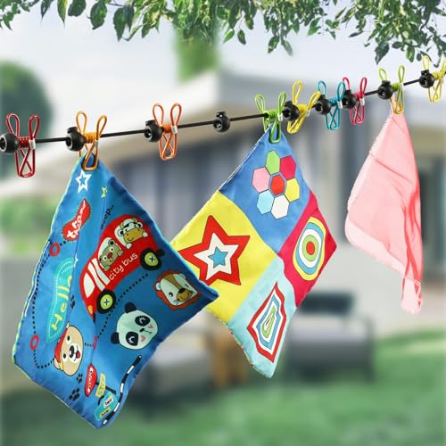 Retractable Portable Clothesline for Travel,Clothing line with 12 Clothes Clips, for Indoor Laundry Drying line,Outdoor Camping Accessories