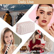 Makeup Bag, Travel Cosmetic Bag for Women Girls, Zipper Make Up Pouch, Floral Flowers Toiletry Organizer Makeup, Portable Storage Bag (Pink)