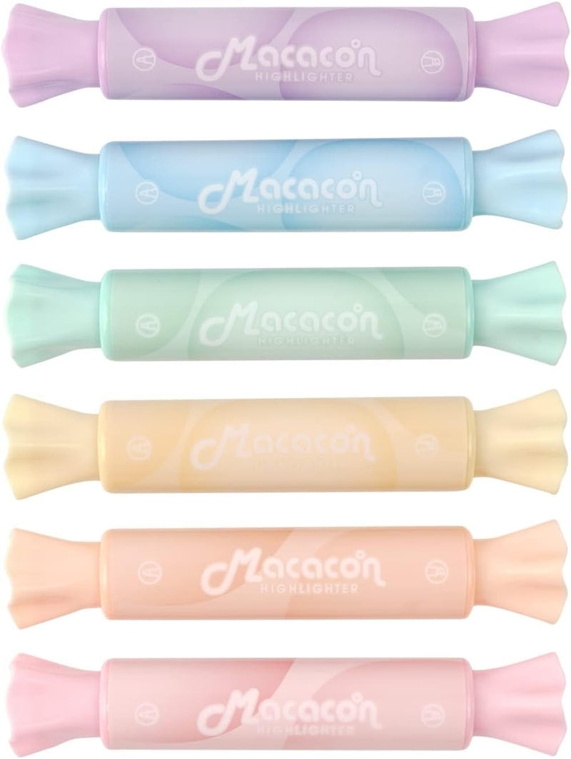 Candy Shape Highlighters, Chisel Tip, Water-Based, Quick-Drying, Smooth Writing 6 Macaron Colors