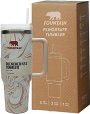 Fountain 40oz Stainless Steel Quencher H2.0 Vacuum Insulated Tumbler with Lid and Straw for Water, Iced Tea or Coffee, Smoothie (oud Cream)