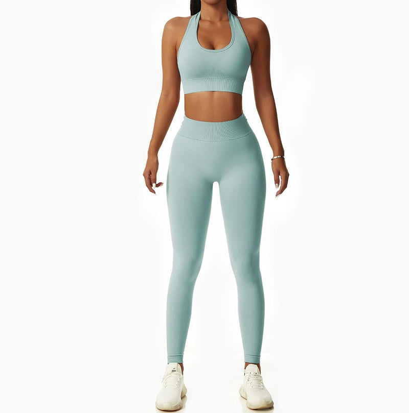 Vertvie Halterneck Sports Bra Backless Fitness Bustier Women's Padded Push Up Bra Without Underwire Sports Bra Top Yoga Bra Medium Support Workout