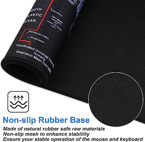 SKY-TOUCH Gaming Mouse Pad 90x40cm, Anti-Skid Mouse Mat, World Map Mousepad Rubber Base and Stitched Edges for Gamers Office