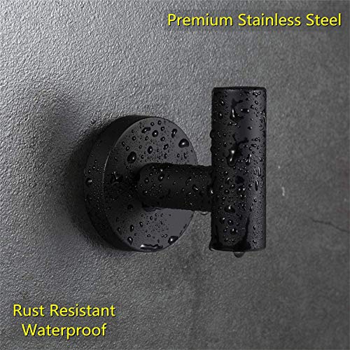 QNIIAED Bathroom Towel Hook, 2 Pack Back of Door Hooks Screw in Metal Stainless Steel Hanger for Coat,Robe,Clothes (Matte Black)