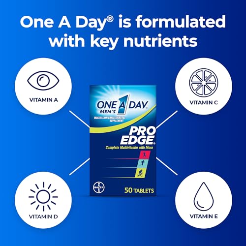 One A Day Menâ€™s Pro Edge Multivitamin, Supplement with Vitamins A, C, E, and B-Vitamins for Energy Support and Vitamin D and Magnesium for Healthy Muscle Function, 50 count