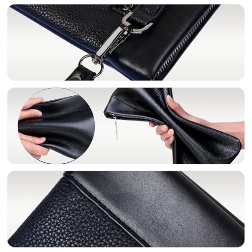 Eshow Mens Wristlet Bag Clutch Purse Synthetic Leather Bags with Wrist Strap Zip Closure 7.9 Inch