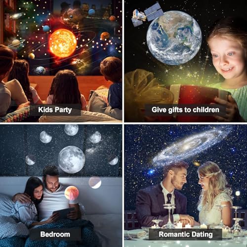 Planetarium Star Projector - Galaxy Projector with 12 Film Discs, Realistic Starry Sky Night Light, Solar System & Constellation Projections for Kids Bedroom & Living Room Decor, Gift Idea