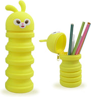 Telescopic Pencil Case, 3D Bear Telescopic Case, 2 in 1 Yellow Silicone Case and Desk Pencil Case, Small Stationery Box, School Supplies, School Bag, School Material Present