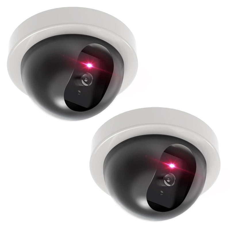 Fake Security Camera, Bullet Shape Dummy Fake Surveillance Camera with Flashing Red LED Light Realistic for Indoor & Outdoor, 1Pack White (1)
