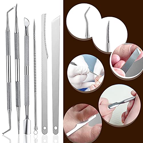 Geounzay Ingrown Toenail Pedicure Tool Kit(7pcs), Nail Manicure Kit Stainless Steel Nail Care Treatment for Nail Correction Polish Pain Relief