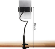 Flexible Gooseneck Tablet Holder for Bed 4.7-11" Devices, iPad Stand with 30-inch Arm Clamp, Compatible with iPad, Galaxy Tabs, Switch, Kindle (White)