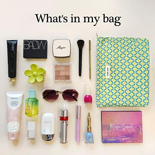 STARDW Flower Cosmetic Bags Makeup Bags for Women and Girls,Travel Makeup Bag Large Capacity Canvas Makeup Bag,Makeup Organizer Bag Zipper Pouch, Embossed pink, Large Capacity Aesthetic Makeup Bags