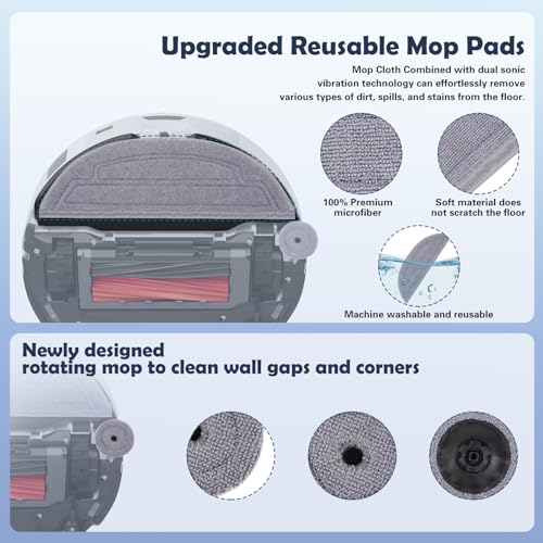 VIEWALL Accessories for Roborock S8 MaxV Ultra Vacuum Cleaner, 2 Main Brushes, 2 HEPA Filters, 4 Mops, 4 Side Mops, 6 Dust Bags, 4 Side Brushes, 1 Self-Cleaning Brush, 1 Replacement Brush Set