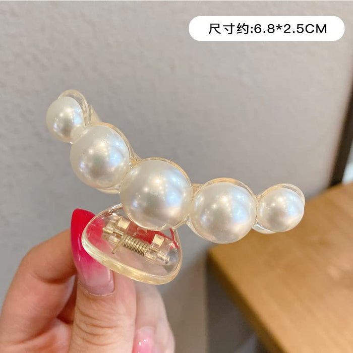 3Pcs Hair Claw Clips for Women,Pearl Jaw Clips, Hair Claw Clamps Champagne Pearl Hair Barrettes Hair Clips Pins Ties Hair Medium Small Non Slip Clips Hair Accessories for Women and Girls