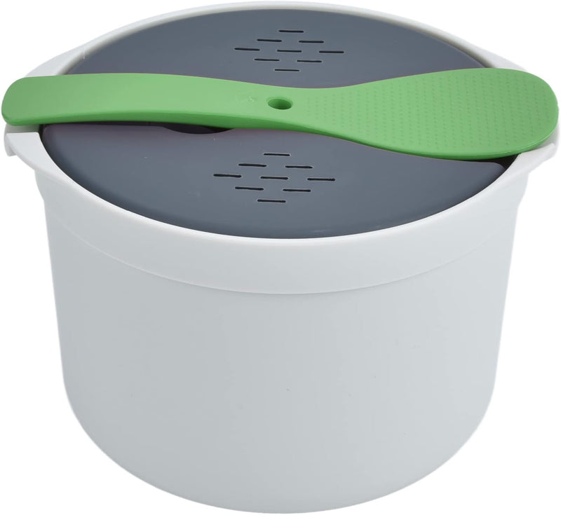 BROLEO Microwave Rice Cooker, 2L Capacity Food Grade PP Microwave Rice Cooker with Spoon, Lid and Strainer, Non Stick Steaming Pot Microwave Rice Maker for Home Meal Prep Cooker