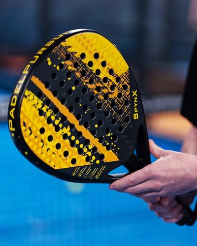 PadelPursuit SpynX Padel Racket 360g Carbon Fibreglass Sandpaper Surface EVA 15 Foam Spin Control Maximum Performance
