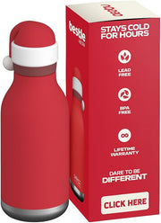 Bestie Giraffe Kids Water Bottle, 16oz/460ml Stainless Steel - SANTA