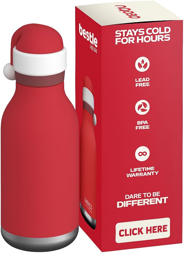 Bestie Giraffe Kids Water Bottle, 16oz/460ml Stainless Steel - SANTA