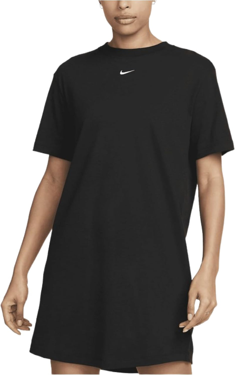 womens W NSW ESSNTL SS DRESS TSHRT Dress - BLACK/(WHITE)