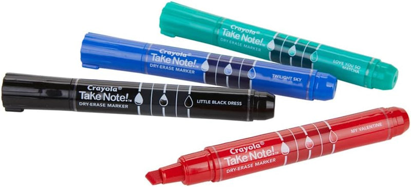 CRAYOLA Low Odor Dry Erase Markers, Fine Tip, 4 Count