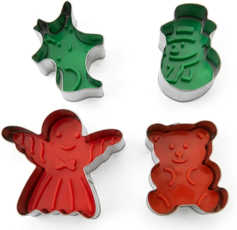 4 Pcs Christmas Cookie Cutters Set, Stainless Steel Holiday Cookie Cutters Christmas Ornament Shapes, Durable Food-Grade Baking Molds