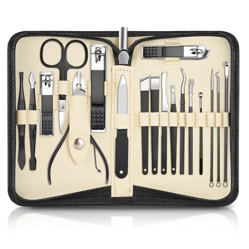 TERRIFI Manicure Set, 18 Pieces Nail Clippers Pedicure Kit, Stainless Steel Nail Set, Gift Box for Men Women