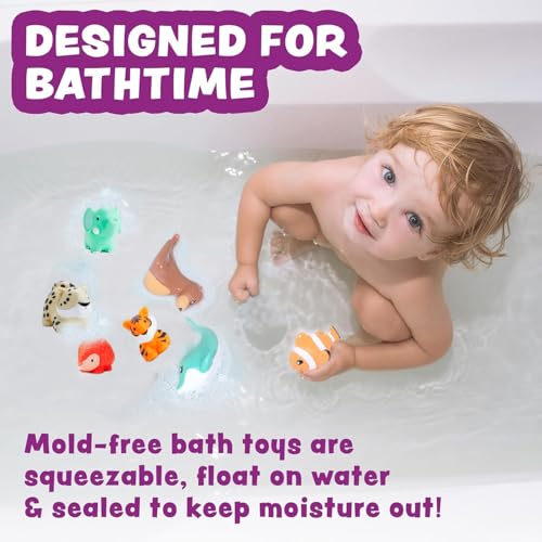 AM ANNA Bath Toys, 8 PCS Cute Animal Baby and Toddler Bath Toy for Toddlers 1-3 2-4, Floating Toys for 1 Year Old Boy Girl, New Born Baby Bathtub Water Toys, Preschool Toddler Pool Toys