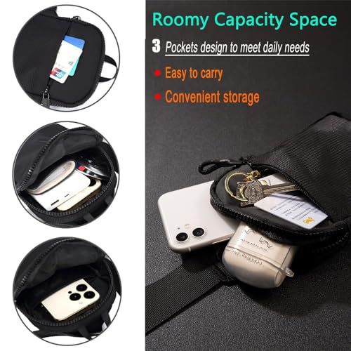 Small Sling Bag for Women and Men, Crossbody Bags Trendy with Extended Strap, Lightweight Chest Bag, Men Women Small Waterproof Crossbody Bag, Casual Phone Chest Bag for Travelling Hiking (Black)
