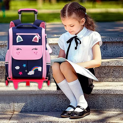 TOMVAES Unicorn Backpack for Preschool,Backpack for School,Roller Bag with Wheels,Double Handle Rolling Backpack,Girls Travel School Children Toddler Trip Rolling Bag Girls Travel Roller Bag