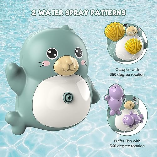 Azonee Baby Bath Toys Spray Water Bath Toy, Waterproof Sprinkler Bathtub Shower Toys for Toddlers, Floating Swimming Paddling Pool Bathroom Toy Gift for kids Bath Time for 1 2 3 Year Old Boys Girls
