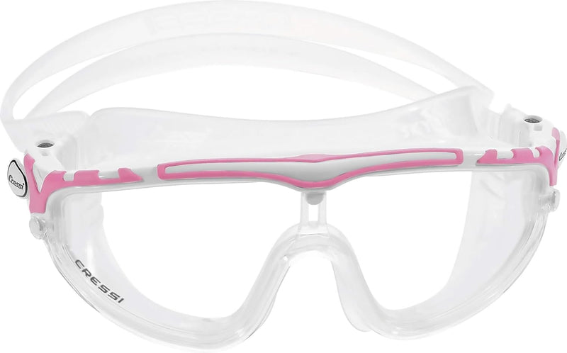 Cressi Skylight Swim Goggles - 180 Degrees View Anti Fog - Clear White/Pink