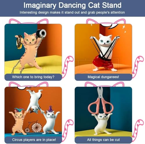 YHRY Cute Gifts - Enchanting Cat Pen Holder - Kawaii Cat Gifts for Cat Lovers - Office Desk Accessories - Room Decor (5 Cats Set)