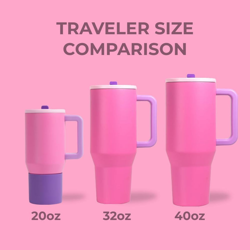 HydroJug Traveler - Modern 40 oz Tumbler with Handle & Simple Flip Straw - Car Cup Holder Friendly, Leak Resistant Water Bottle-Reusable Insulated Stainless Steel & Rubber Base - Gifts for Women & Men