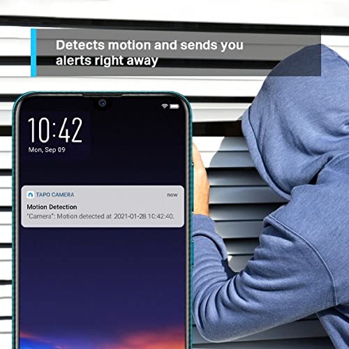 TP-Link 3MP Indoor Wi-Fi Camera (2K), Surveillance Camera, Night Vision, Real Time Notifications, Cloud Storage and MicroSD up to 256GB, Works with Alexa and Google Assistant (Tapo C210), bianco