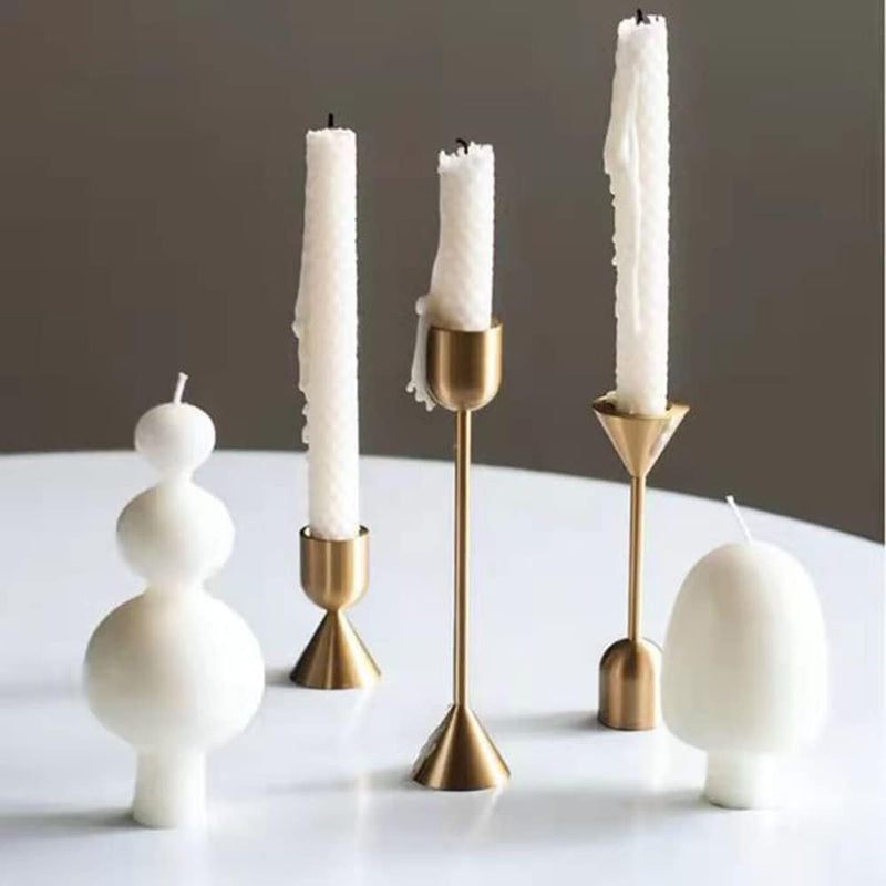 TERRIFI 3 Pcs Candle Holders for Taper Candles, Decorative Candlestick Holder for Wedding, Dinning, Party, Fits 3/4 inch Thick Candle&Led Candles (Metal Candle Stand) (Gold)