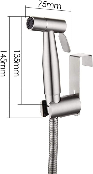 SKY-TOUCH 3 Pcs Bidet Toilet Spray Gun Set, Handheld Bidet Sprayer Shattaf with Stainless Steel Chrome Hose Toilet Water Sprayer, Silver