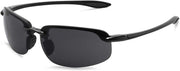 JULI Sports Sunglasses for Men Women Tr90 Rimless Frame for Running Fishing Baseball Driving MJ8001 - C1-Black/Grey Polarized