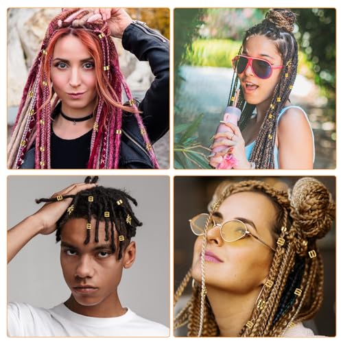Prasacco 50 Pieces Gold Hair Jewelry for Braids, Dreadlocks, and Locs - Metal Rings, Cuffs, Clips Accessories Decorations for Women and Girls