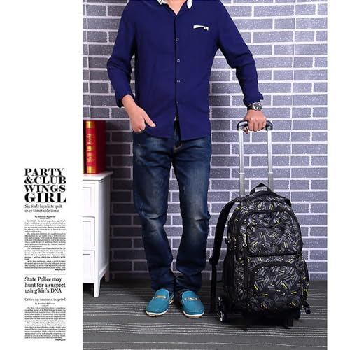 Boys Rolling Backpacks Fashion Printed Girls Wheeled Luggage Bags Kids Trolley School Bags Large Capacity for School Students Bookbag