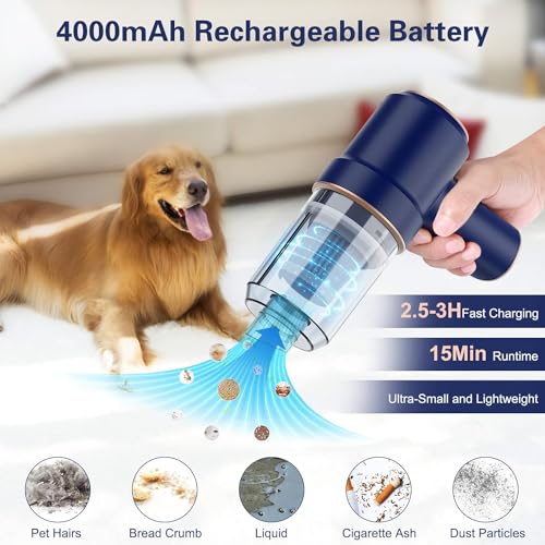 VorsiPro Handheld Vacuum Cordless, 8000Pa Car Vacuum Cleaner with LED Light, USB Rechargeable Portable Mini Vacuum with Suck and Blow for Car, Computer, Sewing Machine (A)
