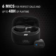 JBL Tune Buds True Wireless Noise Cancellling Earbuds, Pure Bass Sound, Bluetooth 5.3, LE Audio Support, Smart Ambient, 4-Mic Technology, 48H Battery, Water and Dust Resistant - White, JBLTBUDSWHT