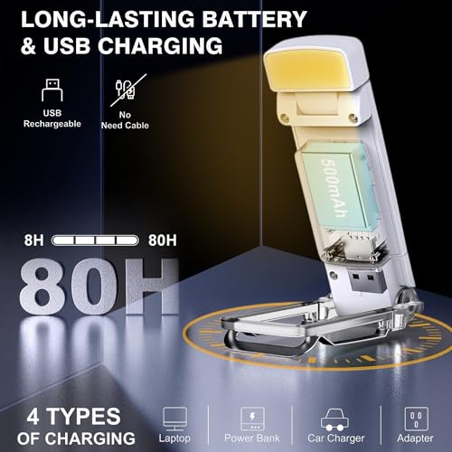 Exrp Reading Light, Book Lights for Reading in Bed, Rechargeable Reading Lamp with 2 Timing Modes, 3 Color Modes & 5 Brightness Dimmable, Great Gifts for Kids, Nighttime Readers, AND-55