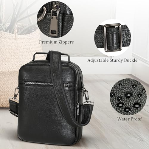 Polare Italian Full Grain Leather Messenger Bag Vintage Chest Shoulder Crossbody Bag Casual Sling Business Handbag for Men