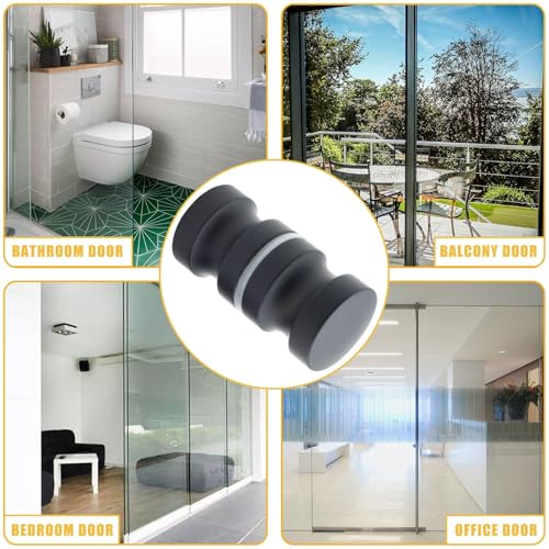 2 Pack Shower Glass Door Handle, Stainless Steel Shower Doors Knob Double Sided Pull Hardware for Bathroom Glass Doors (Black)